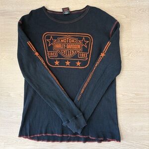 Harley-Davidson Black Waffle Knit with Orange Logo